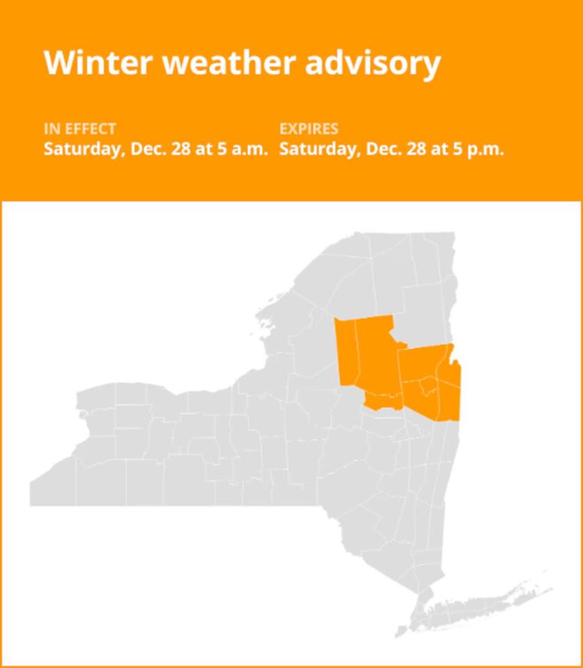 NY weather update: Winter weather advisory affecting New York Saturday