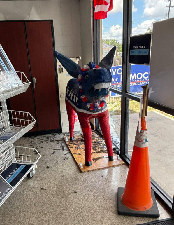 Vehicle Smashes through Window of Comal Democratic Party Headquarters