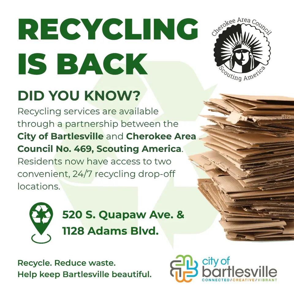 ♻️ Free 24/7 recycling drop-off now expanded in Bartlesville - NewsBreak