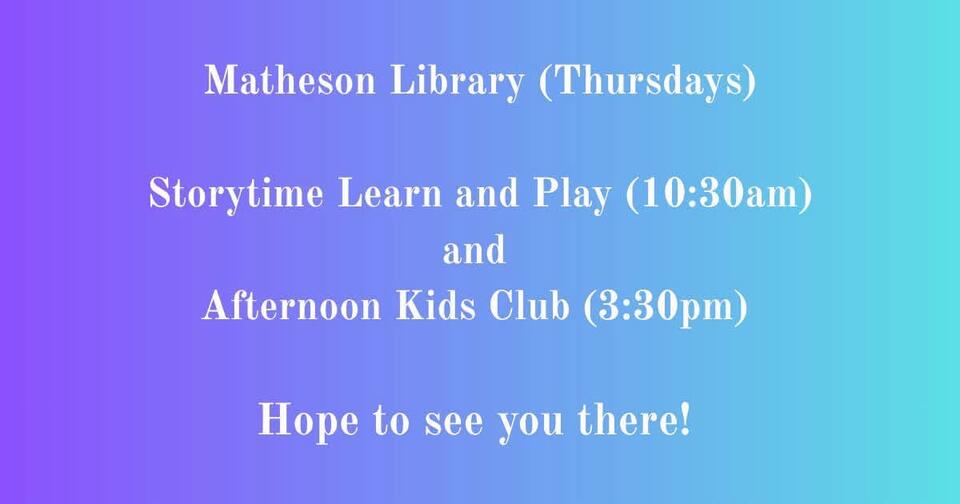 Kids programs at Matheson Library - NewsBreak