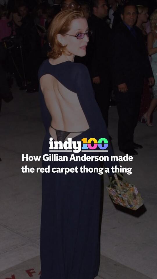 gillian anderson thong dress vanity fair party Remember when Gillian Anderson wore this exposed thong on Oscars night?