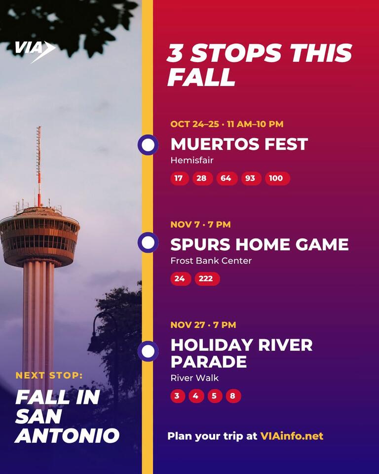 VIA offers bus trips to fall events in San Antonio - NewsBreak