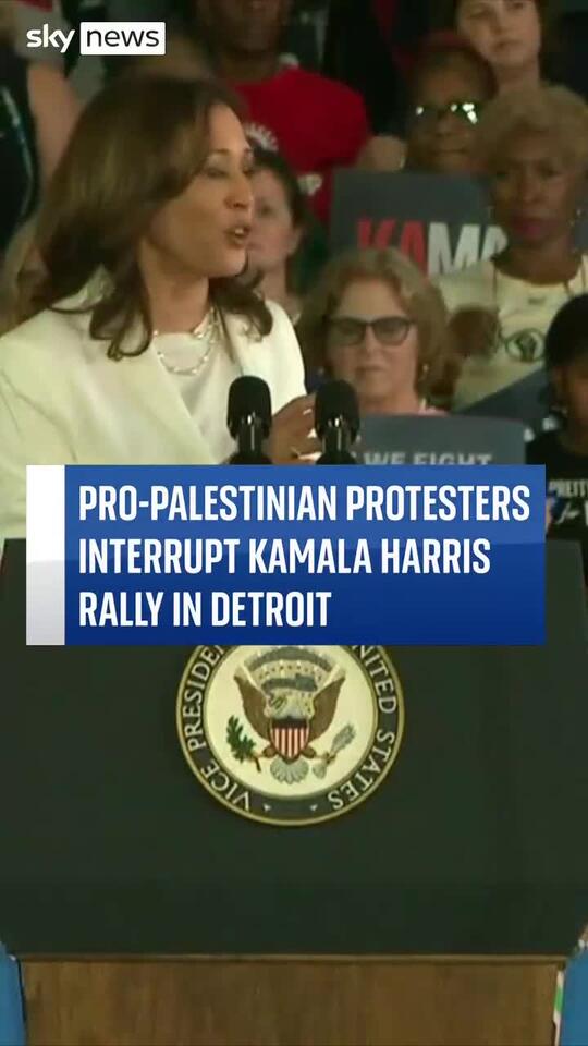 Pro-Palestinian protesters interrupted Kamala Harris at a rally in ...