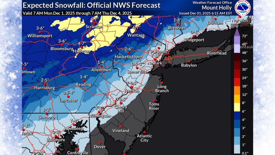 Winter weather alerts issued for 5 N.J. counties with up to 7 inches of ...