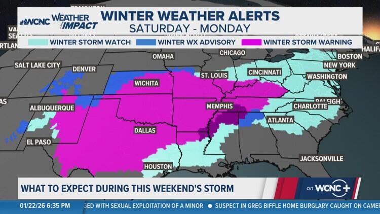Weather Impact Alert | Winter storm expected in Charlotte this weekend ...