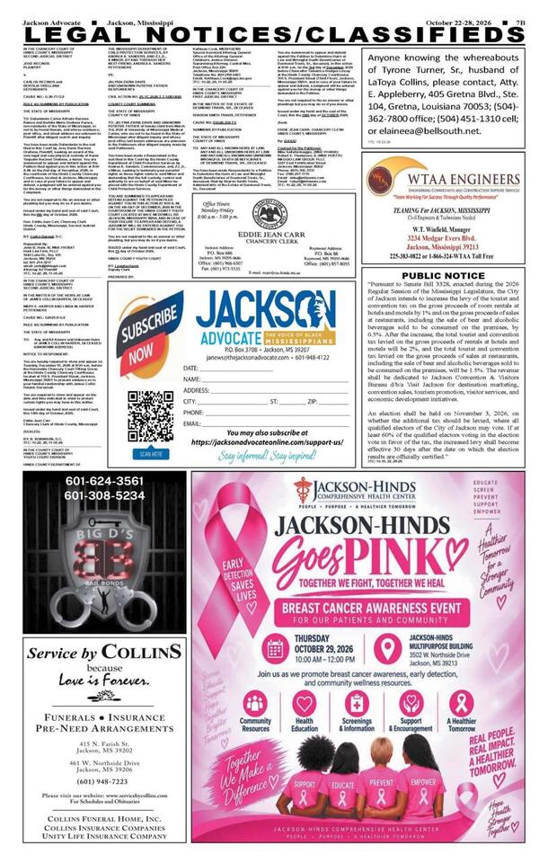 LEGAL NOTICES/CLASSIFIEDS – October 22 – October 28, 2026 - NewsBreak