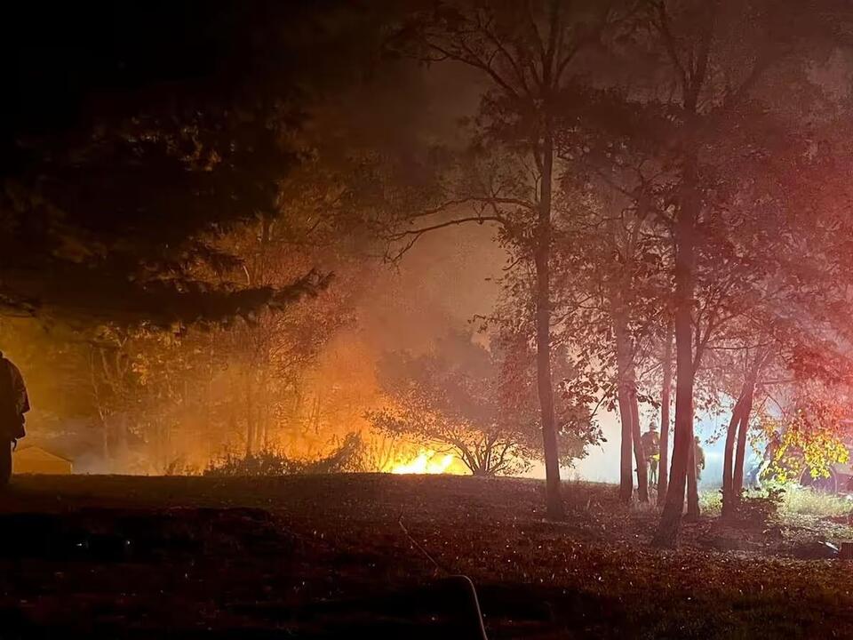 Firefighters Battle Rockaway Forest Fire