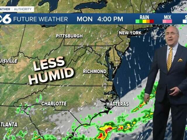 Much less humid for Monday
