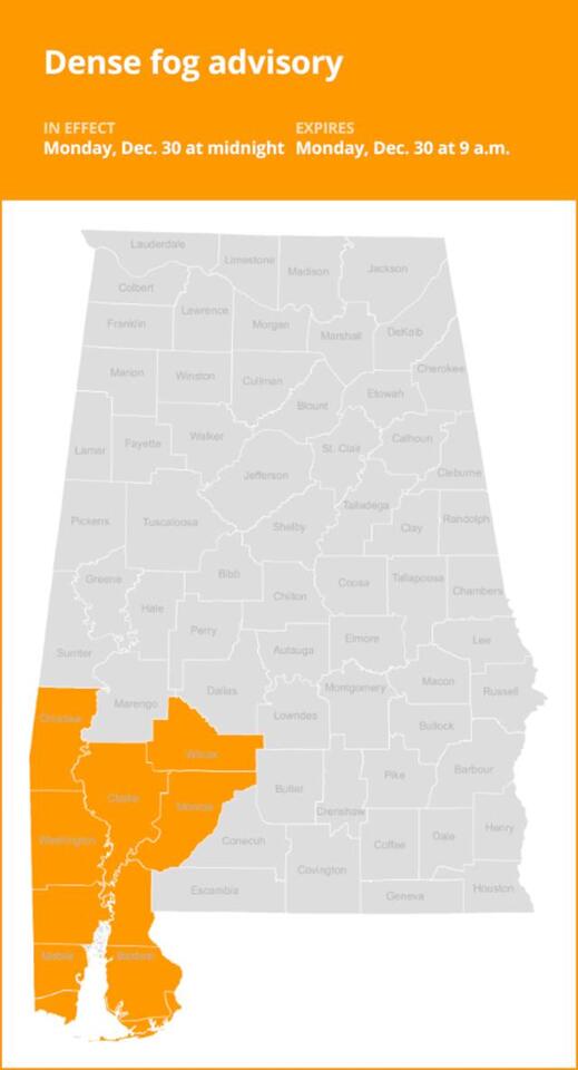 Dense fog advisory affecting Southwest Alabama Monday - NewsBreak