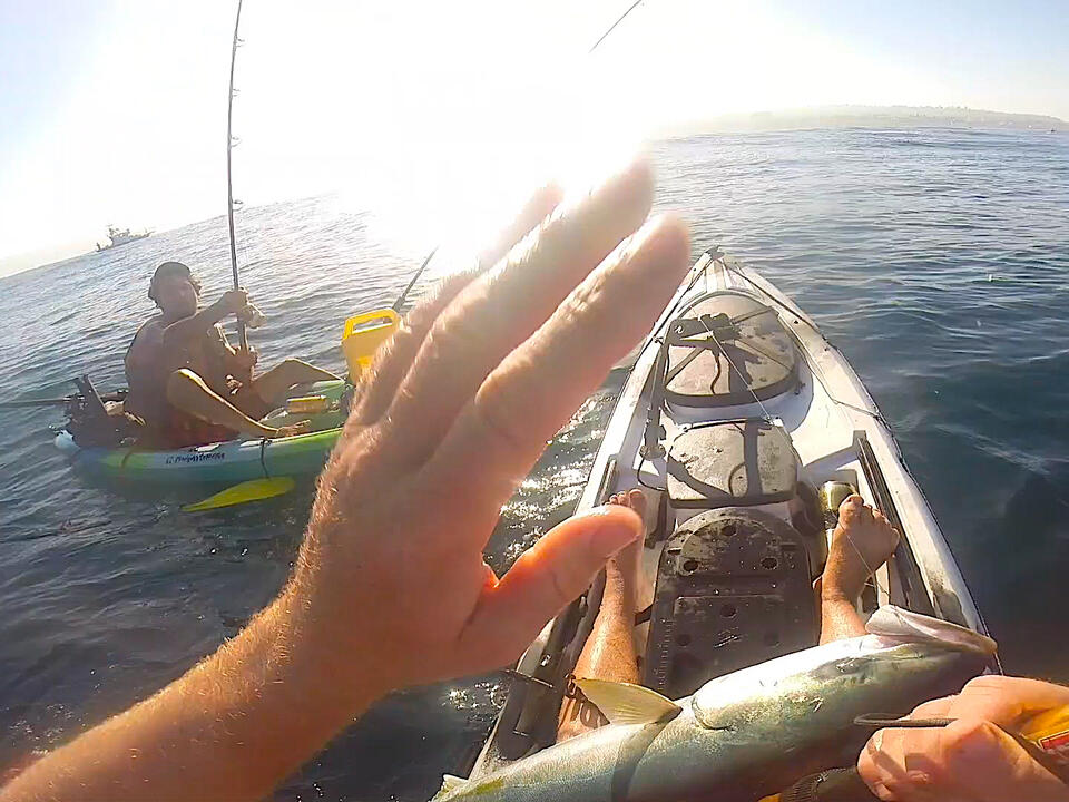 Kayak Fishing La Jolla, California for Yellowtail and White Sea Bass SD Fish and Sips