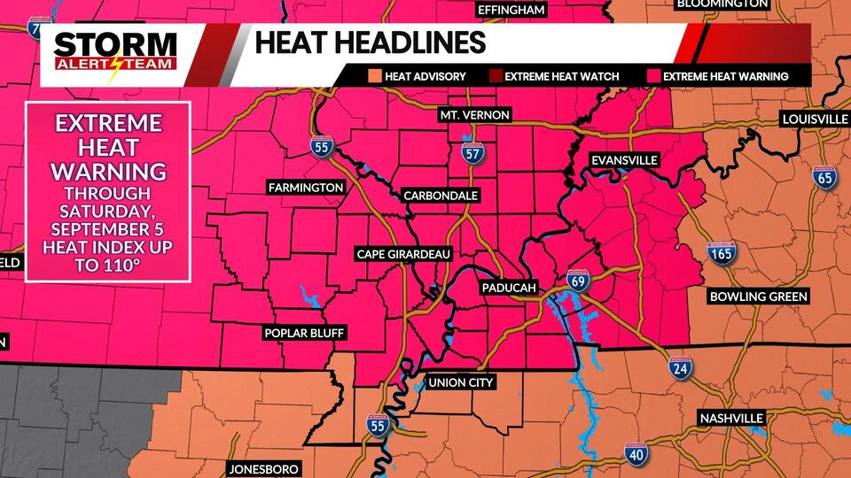Extreme Heat Warnings continue through Saturday