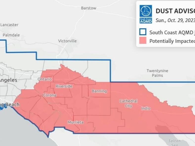 Fierce Santa Ana winds are kicking up hazardous dust levels in some areas of Southern California