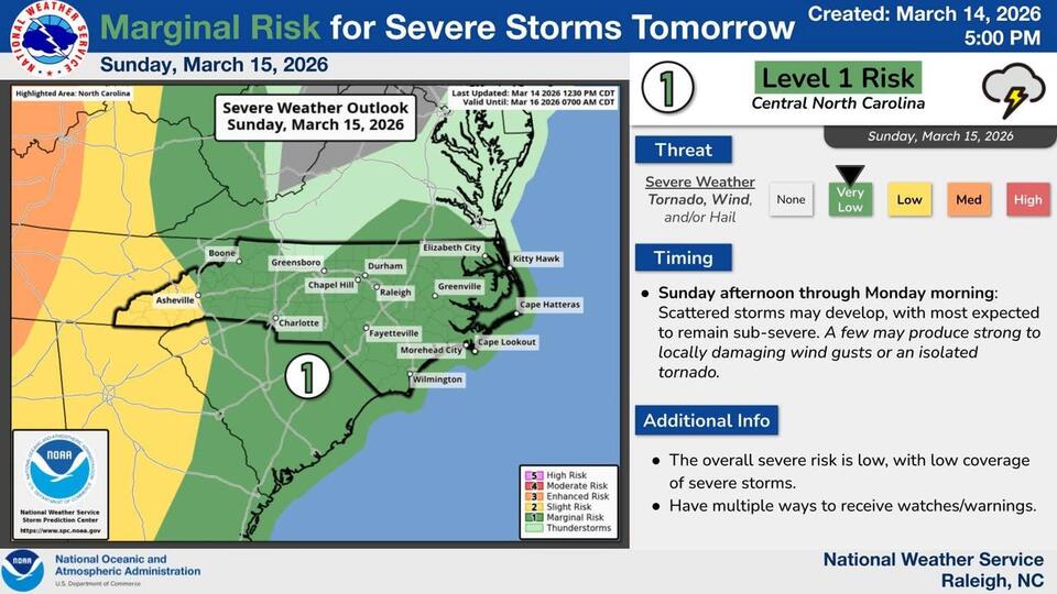 Enhanced risk for severe weather Monday in central NC - NewsBreak