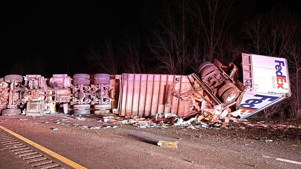 Tractor trailer rolls over on US 23 Tuesday evenng - NewsBreak