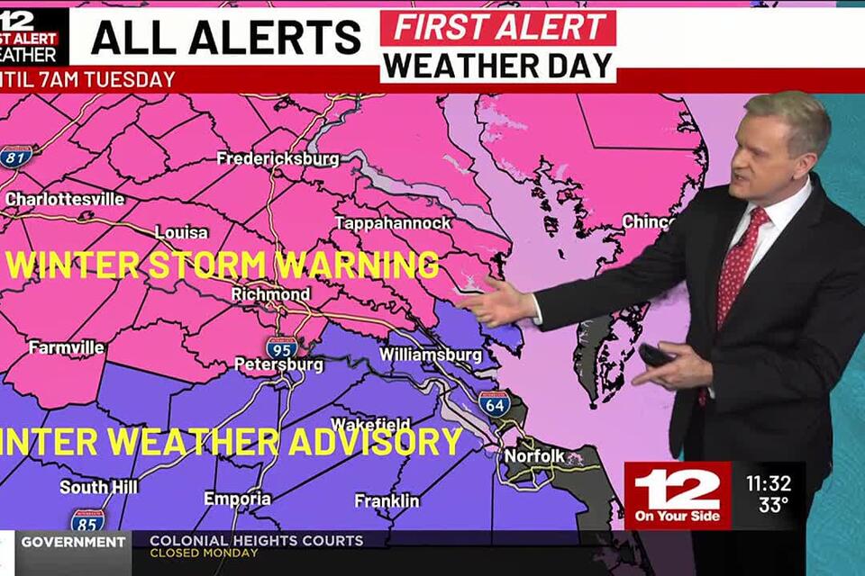 First Alert Weather Day Monday: Freezing rain and snow tapers midday ...