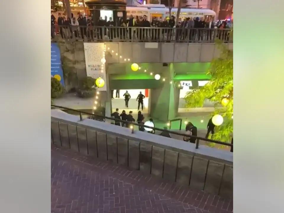 San Francisco BART entrance near Powell St. Cable Car turnaround closed