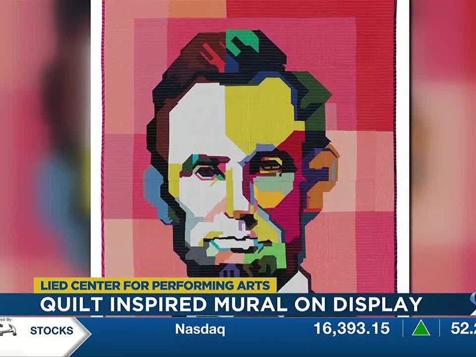 Quiltinspired mural of Abe Lincoln installed at the Lied Center