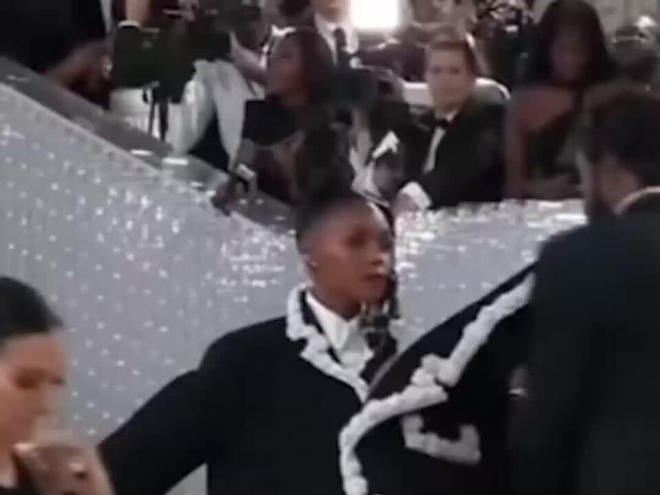 Janelle Mones dress transformation at the 2023 Met Gala. metgala