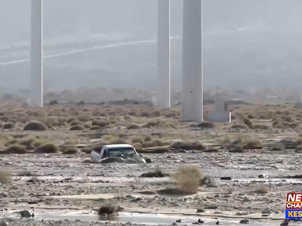 Vehicle submerged underwater on N Indian Canyon in Palm Springs