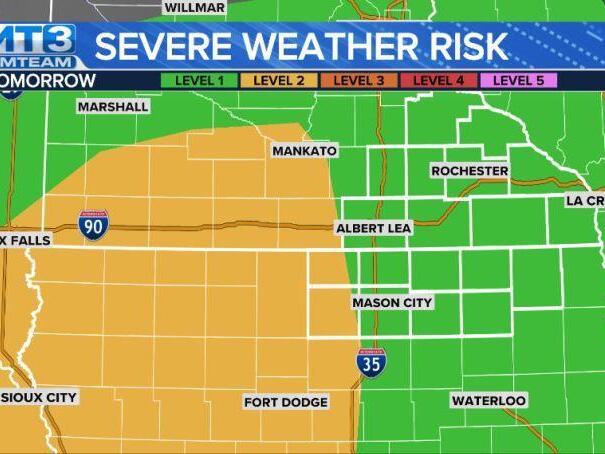 Strong to severe thunderstorms possible Tuesday afternoon and evening