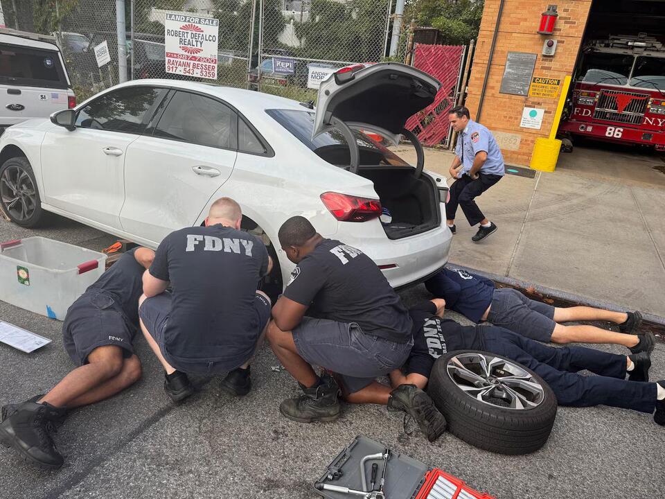 Trapped, terrified kitten rescued by Staten Island firefighters