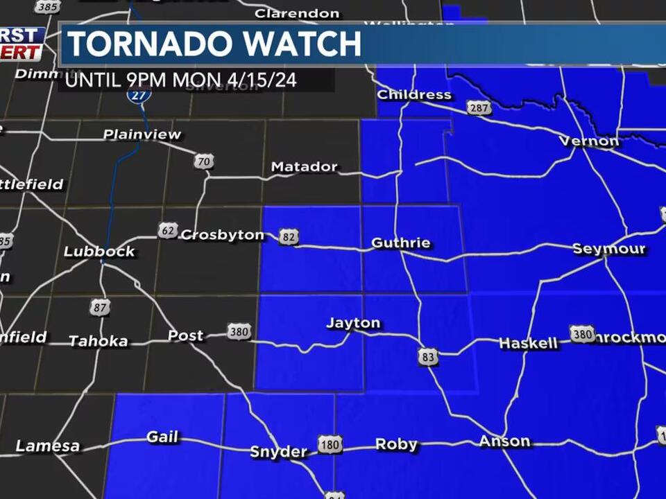 Tornado watch for Rolling Plains until 9 p.m.