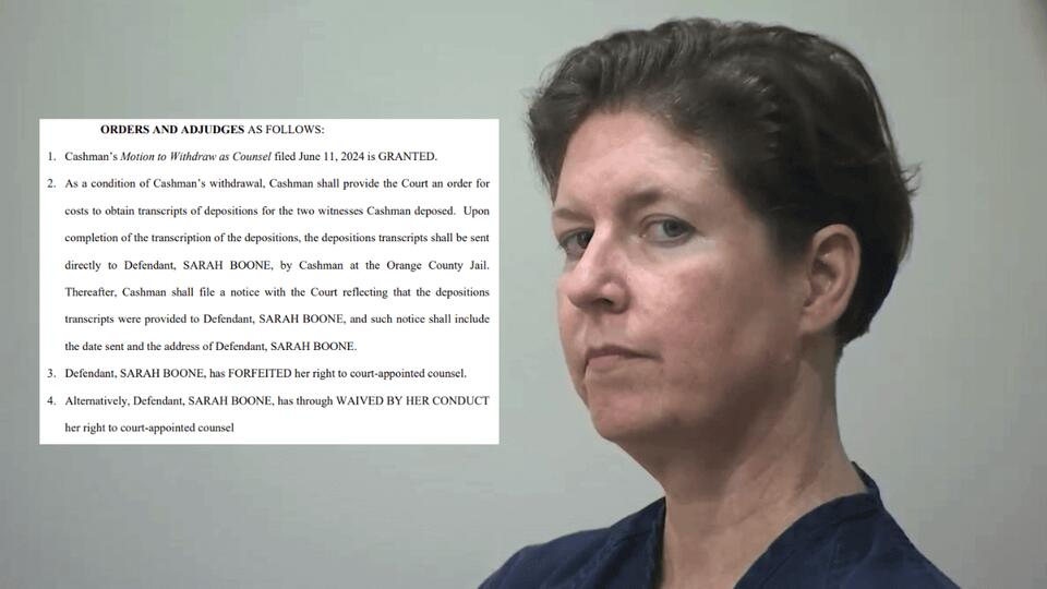 Eight is enough: Judge rules Sarah Boone forfeits right to attorney ...