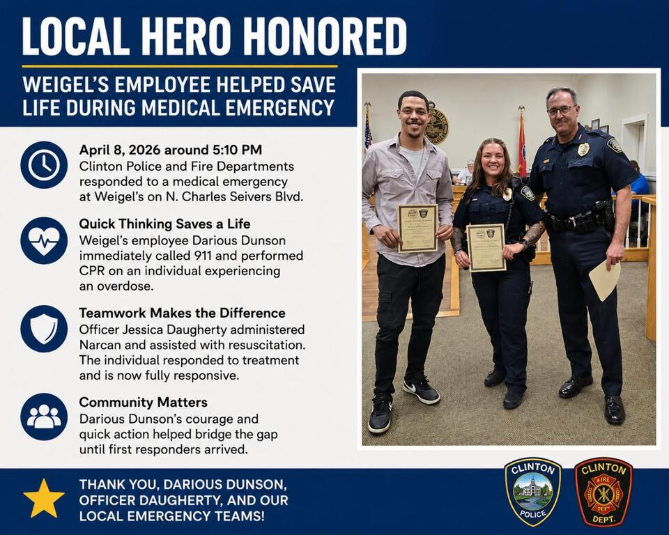 Clinton Weigel’s Employee Honored After Helping Save Overdose Victim