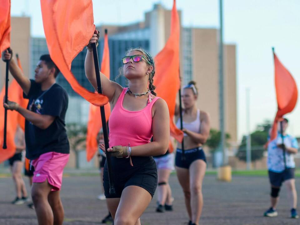 Madison Scouts Drums and Bugle Corps practice on UWEC campus for