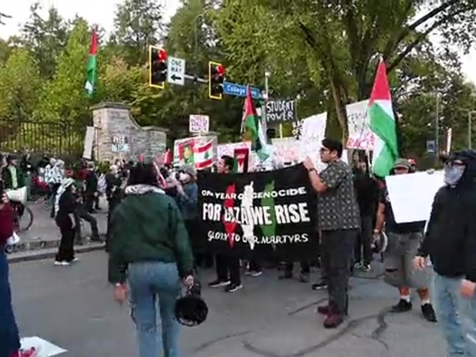 Sights and sounds from a proPalestine protest on the anniversary of Oct. 7