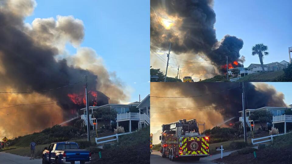 UPDATE: New video shows large plume erupt at Emerald Isle fire that ...