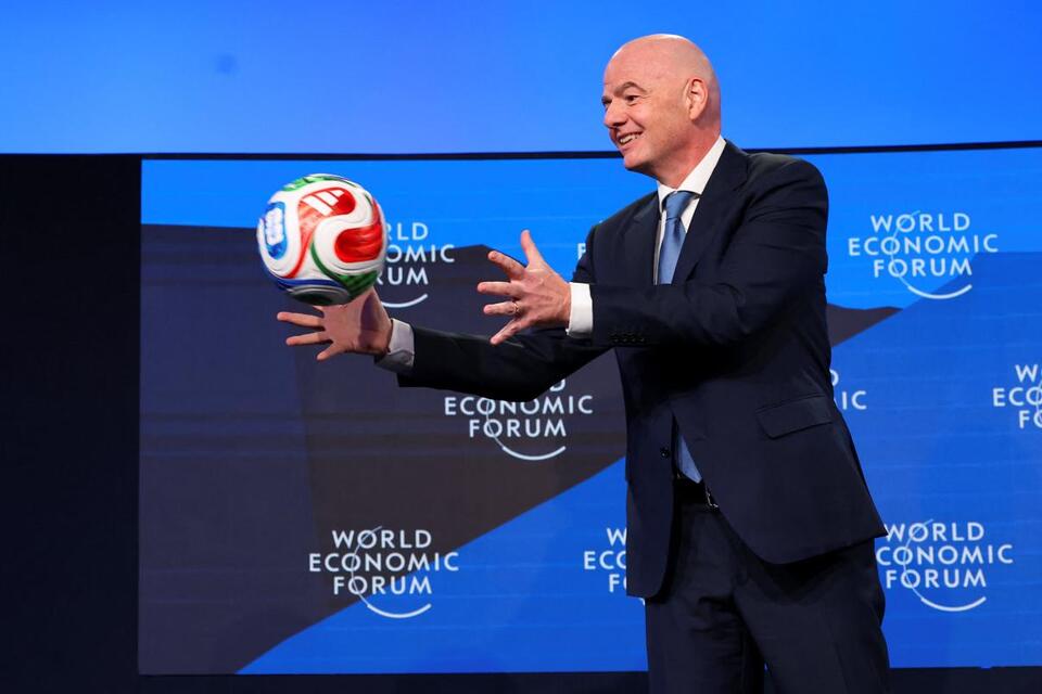Gianni Infantino aims jibe at British football fans during Davos speech
