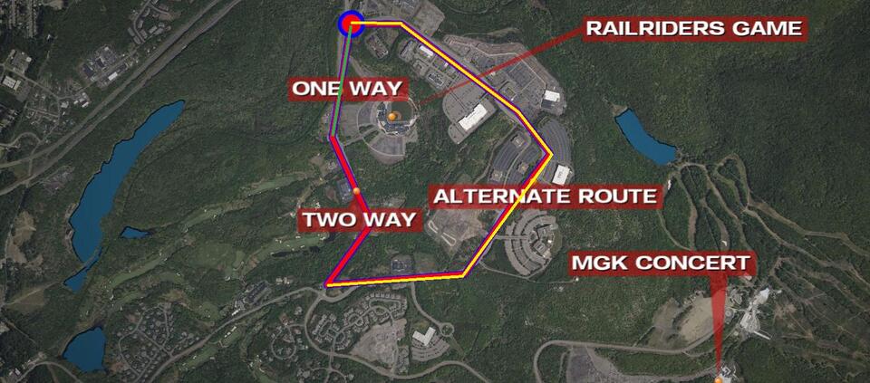 Traffic plan for RailRiders, Machine Gun Kelly concert