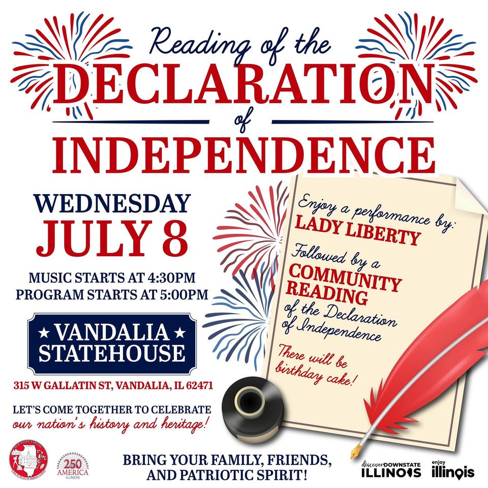Special Community Reading of the Declaration of Independence this evening, Church Bells to ring after