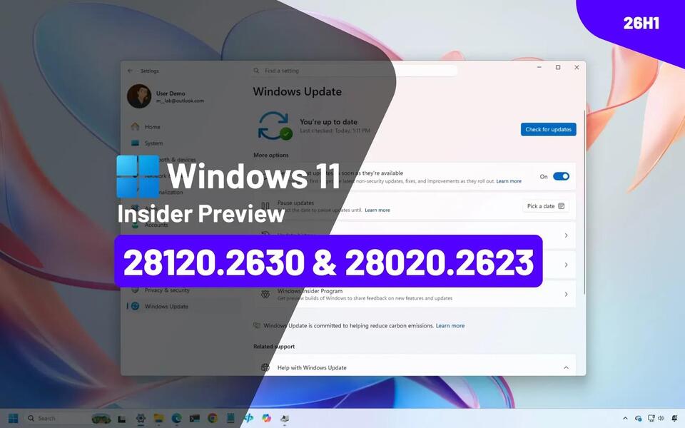 Builds 28120.2630 and 28020.2623 for Windows 11 26H1 out with new features – Beta and Experimental