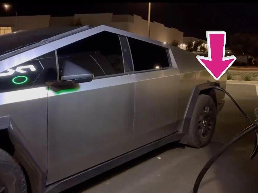 A Tesla Cybertruck Seen at a Gas Station Powering Several Gas Pumps ...
