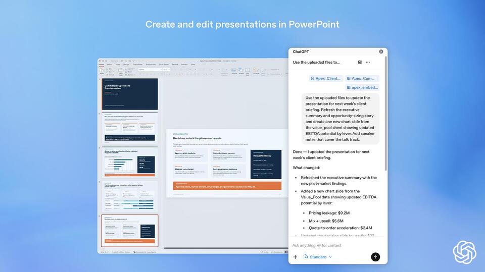 OpenAI rolls out ChatGPT for PowerPoint worldwide