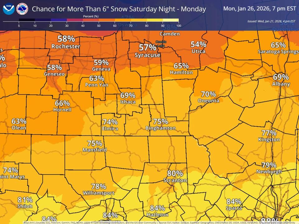 National Weather Service Warns of Significant Snowfall For Sunday ...