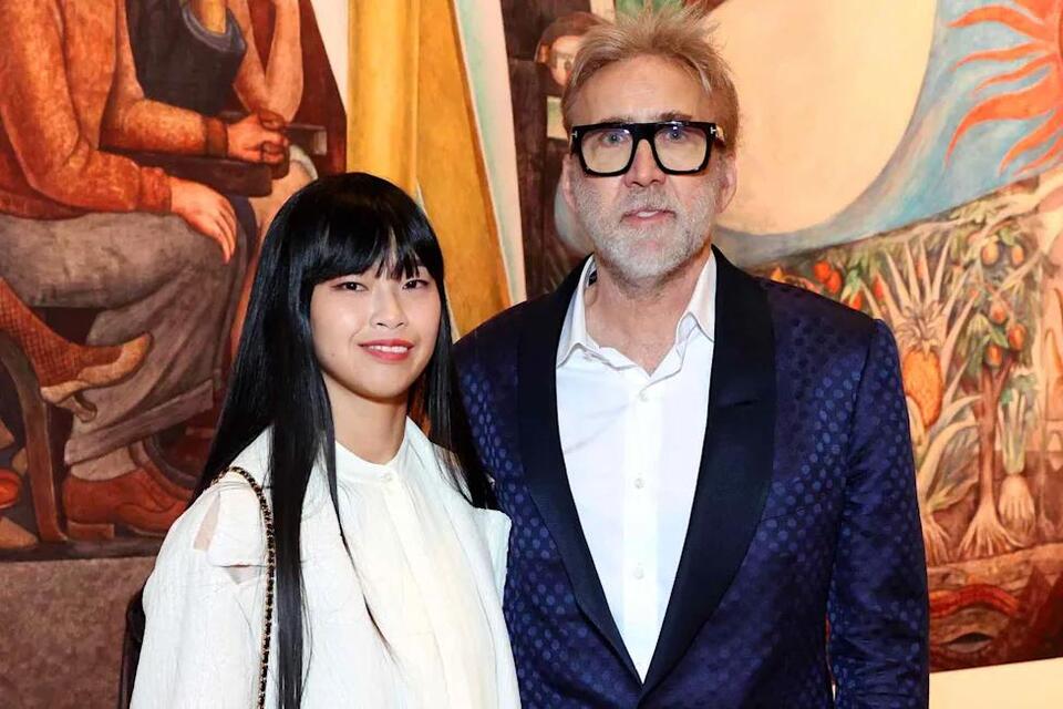 Nicolas Cage looks unrecognizable sporting silver beard and hair on red carpet with wife Riko Shibata