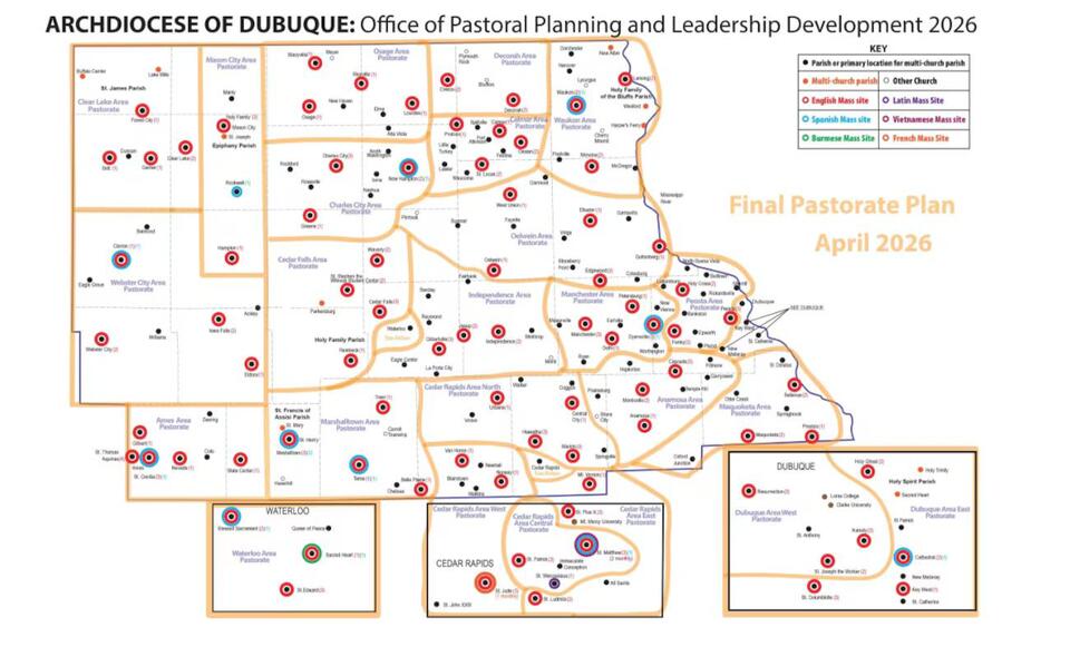 Archdiocese of Dubuque to reorganize parishes into 24 pastorates after ...