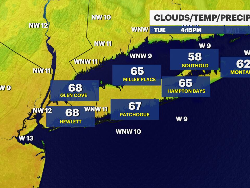 Mostly sunny with highs near 70 for Tuesday; chance for rain by midweek