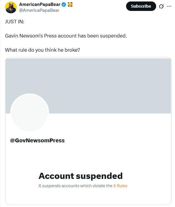Fact Check: Gavin Newsom Press Office Account On X Was NOT Suspended ...