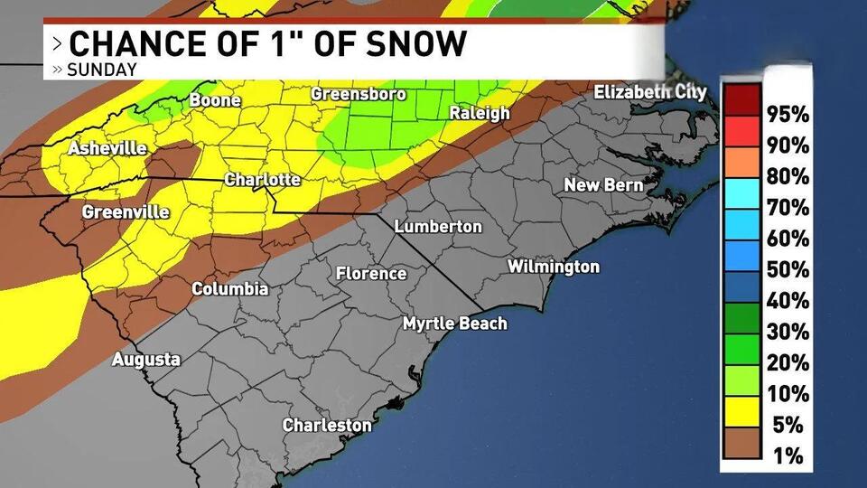 North Carolina and South Carolina See Low Snow Potential Sunday as ...