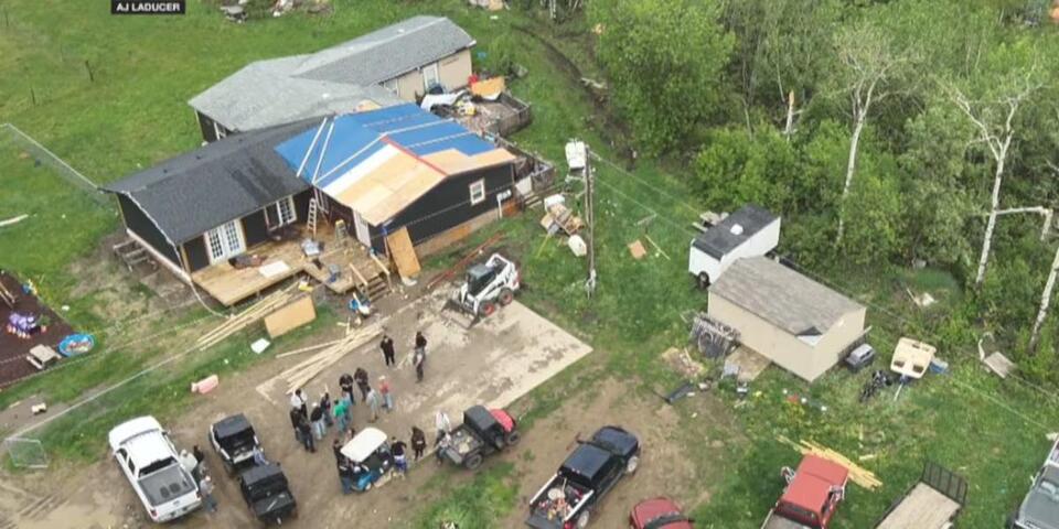 Damaging straight-line winds Tuesday in Rolette County reached 95 mph