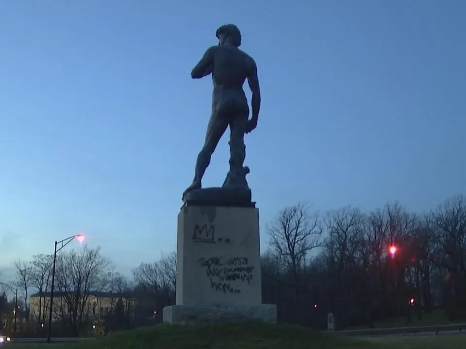 David statue vandalized at Delaware Park