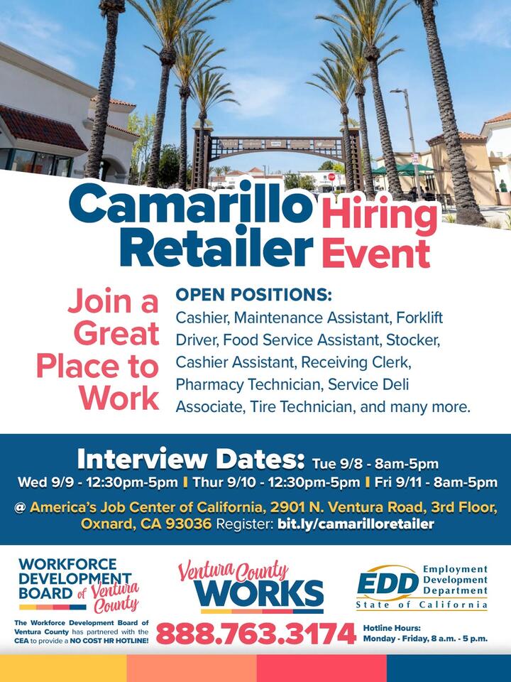 Camarillo Retailer Hiring Event in Oxnard Sept 8–11 - NewsBreak