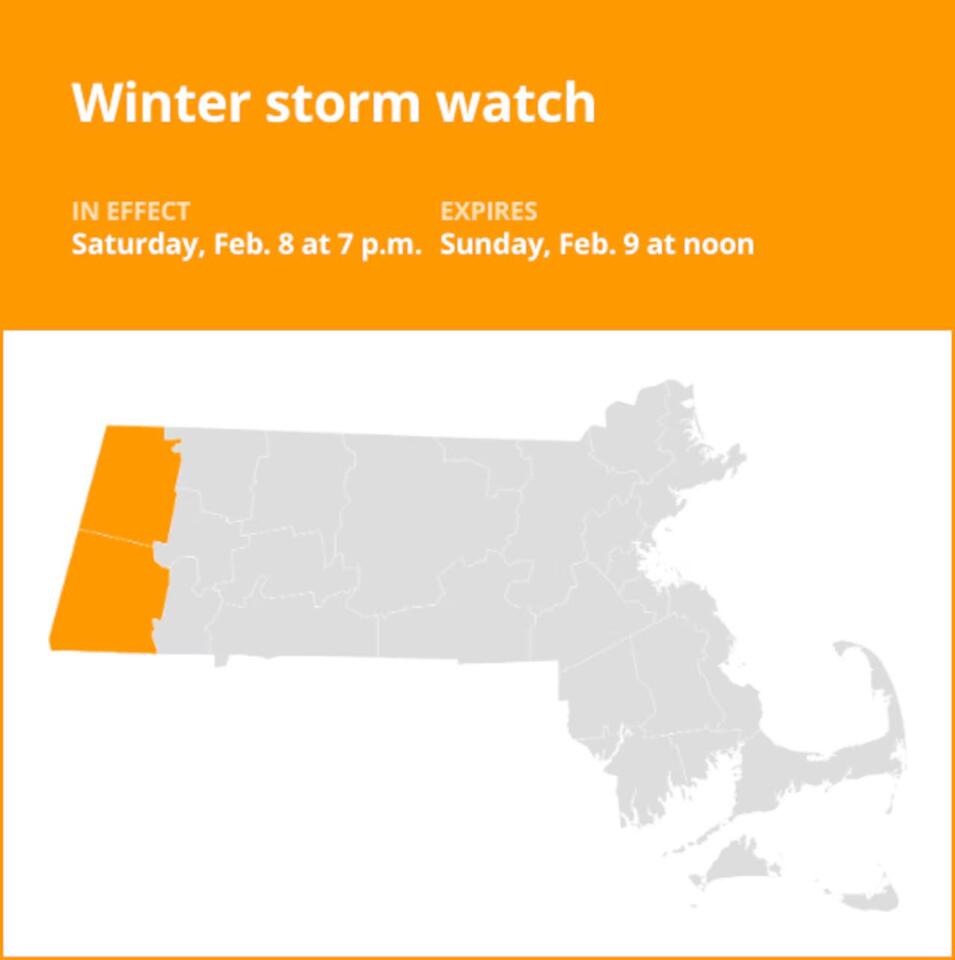 Winter storm watch affecting Berkshire County Saturday and Sunday ...