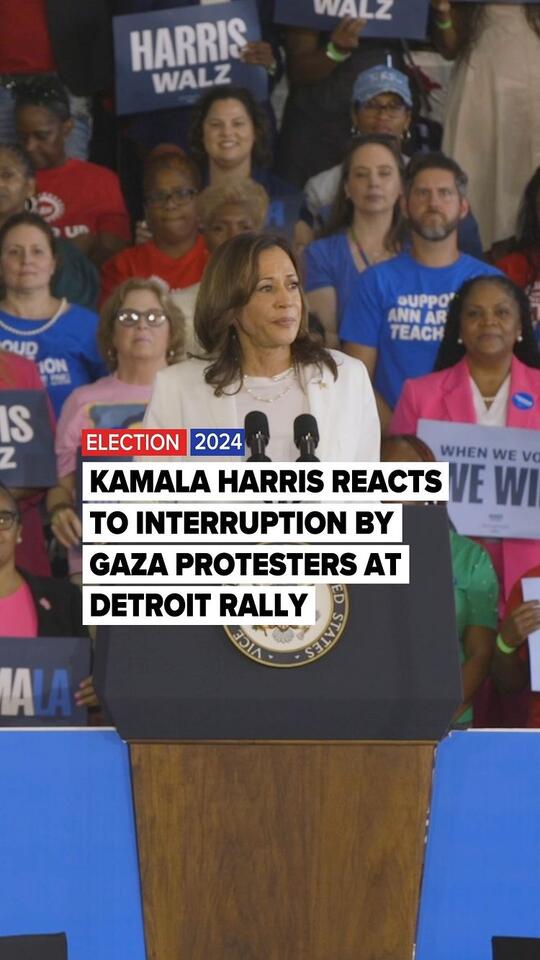Demonstrators protesting the war in Gaza briefly interrupted Kamala ...