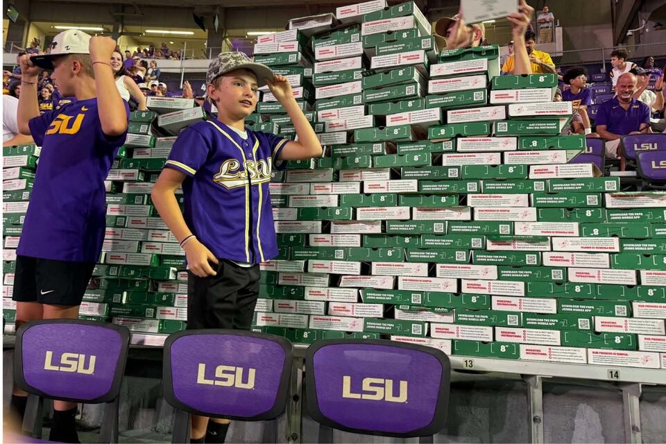 Kids Build Viral Pizza Box Tower At LSU Game - NewsBreak