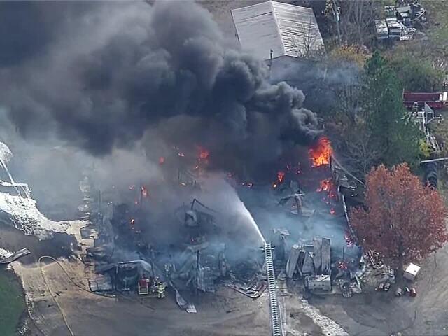 Video: Crews battle massive barn fire in Howell - NewsBreak